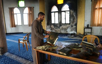 West Bank mosque torched amid surge in Israeli settler violence
